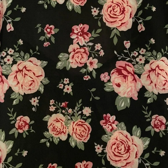 Floral Black and Pink Wrap Dress - Picture 4 of 5